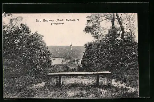 AK Bad Buckow /Märk. Schweiz, Blick vom Strochnest auf die Kirche