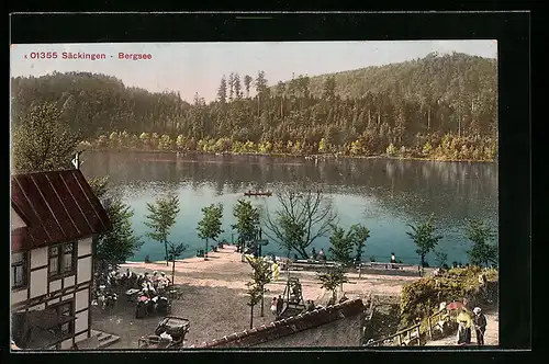 AK Säckingen, Blick auf den Bergsee mit Gaststätte