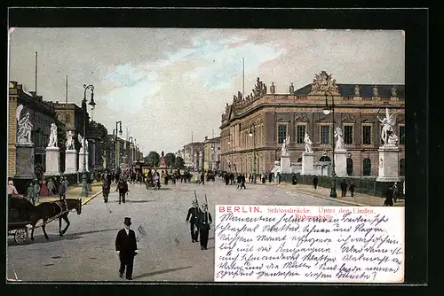 AK Berlin, Schlossbrücke Unter den Linden und Ruhmeshalle