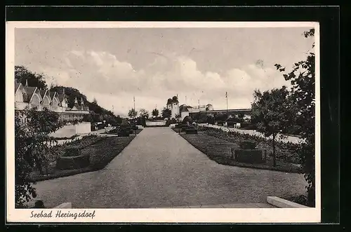 AK Heringsdorf, Blick die Allee lang auf das Seebad