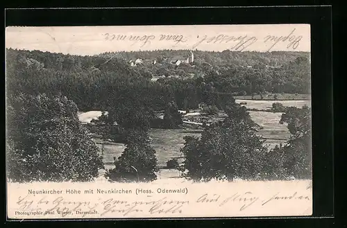 AK Neunkirchen /Hess. Odenwald, Neunkirchener Höhe mit Blick auf den Ort