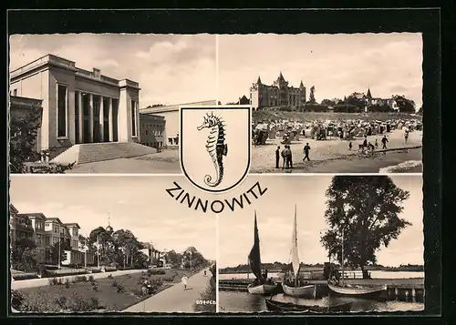 AK Zinnowitz /Usedom, Ansicht vom Strand und Segelbooten