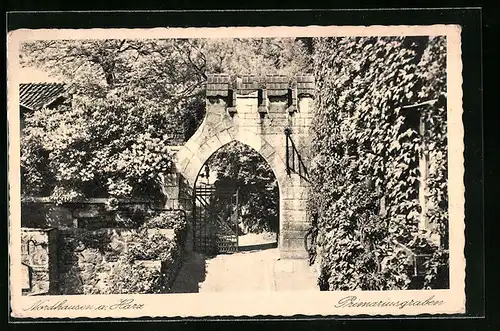 AK Nordhausen a. Harz, Primariusgraben mit steinernem Tor