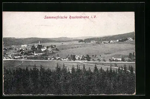 AK Rautenkranz, Blick vom Wald auf den Ort
