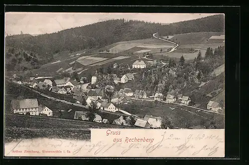 AK Rechenberg, Blick auf den im Tal liegenden Ort