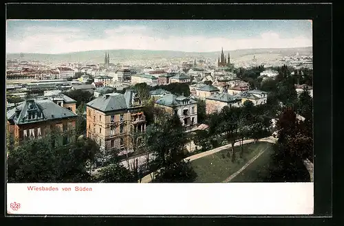 AK Wiesbaden, Blick auf den Ort von Süden