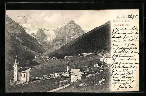 AK Trafoi, Ortsansicht mit Hôtel alte Post