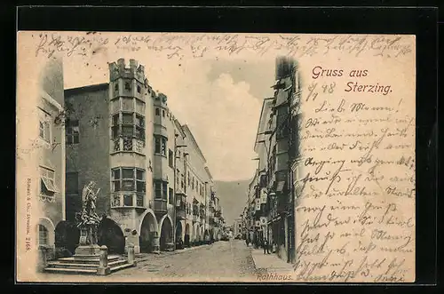 AK Sterzing, Rathaus mit Strassenpartie