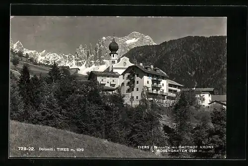 AK Tiers, Teilpartie mit Gasthof Krone und Rosengarten