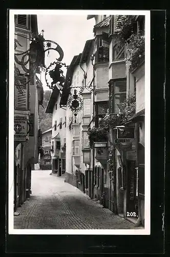 AK Chiusa, Ortspartie mit alten Häusern