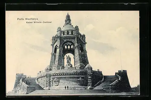 AK Porta Westfalica, Kaiser Wilhelm-Denkmal mit Besuchern