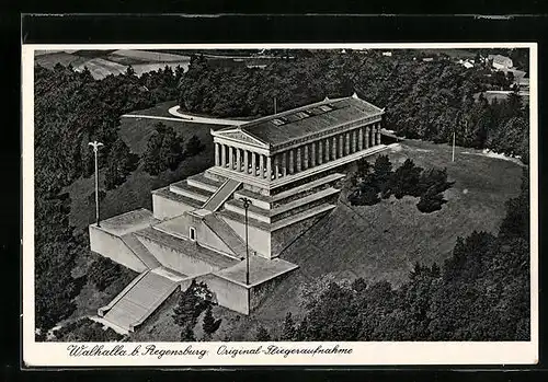 AK Regensburg, Walhalla, Fliegeraufnahme