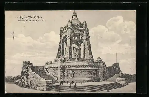 AK Porta Westfalica, Kaiser-Wilhelm-Denkmal mit Besuchern