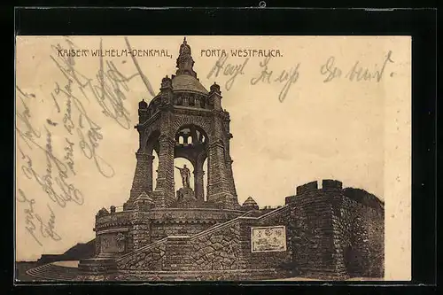 AK Porta Westfalica, Kaiser-Wilhelm-Denkmal aus der Nähe