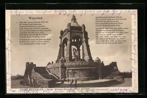 AK Porta Westfalica, Kaiser-Wilhelm-Denkmal, Weserlied
