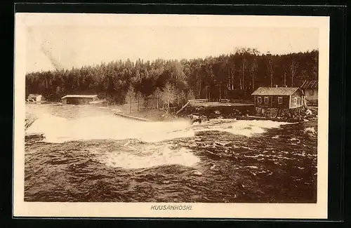 AK Kuusankoski, Ortsansicht mit Waldpartie