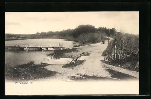 AK Porrassalmi, Uferpartie mit Weg
