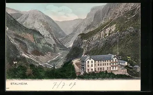 AK Stalheim, Panorama, Gasthof am Hang