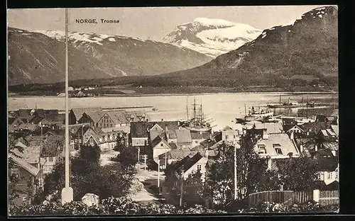 AK Tromso, Teilansicht mit Hafen
