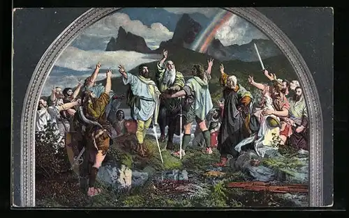 Künstler-AK Wilhelm Tell, Der Rütlischwur