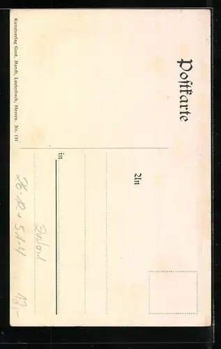 Künstler-AK Otto Ubbelohde: Reiter und junge Frau in hessischer Tracht