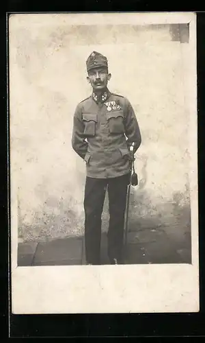 Foto-AK Österreich. Gebirgsjäger in Uniform, Uniformfoto