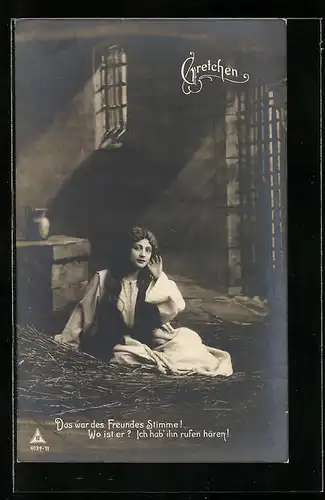 Künstler-AK Gretchen hört des Freundes Stimme