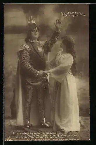 Künstler-AK Szene und Zitat aus Lohengrin