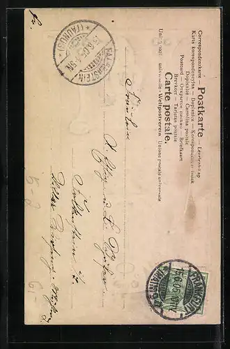 Präge-AK Jünglingsportrait, Ornamente, Jugendstil