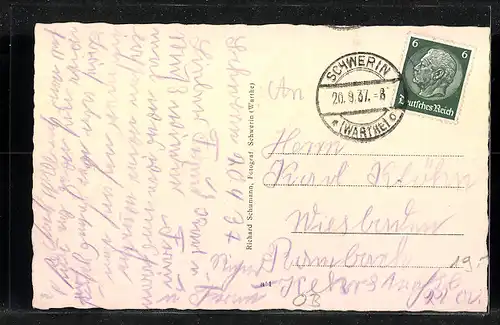 AK Schwerin a. d. Warthe, Gasthof Waldschenke Schliebner, Innenansicht des Vereinszimmers