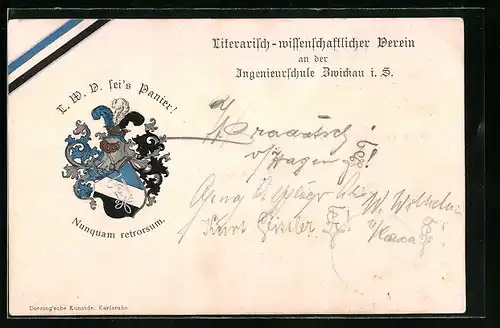 AK Zwickau i. Sa., Studentenwappen des Literarisch-wissenschaftlichen Vereins der Ingenieurschule