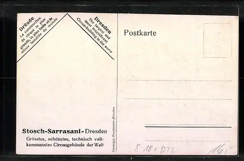 Künstler-AK Dresden, Stosch-Sarrasani Zirkus