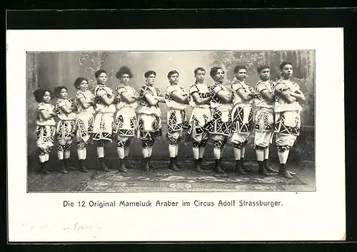 AK Die 12 Original Mameluck Araber im Zirkus Adolf Strassberger