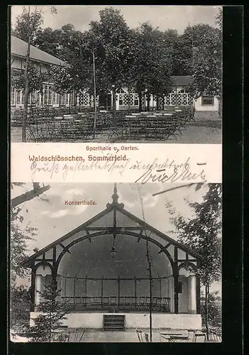 AK Sommerfeld, Gasthaus Waldschlösschen, Konzerthalle