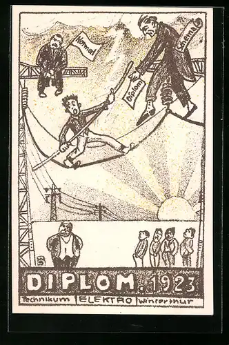 Künstler-AK Winterthur, Diplom 1923, Technikum