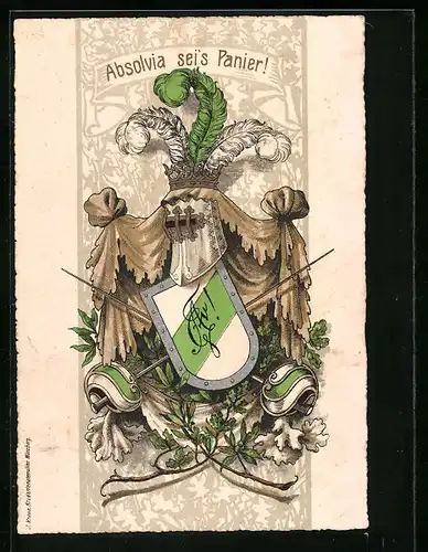Künstler-AK Absolvia sei`s Panier, Studentenwappen