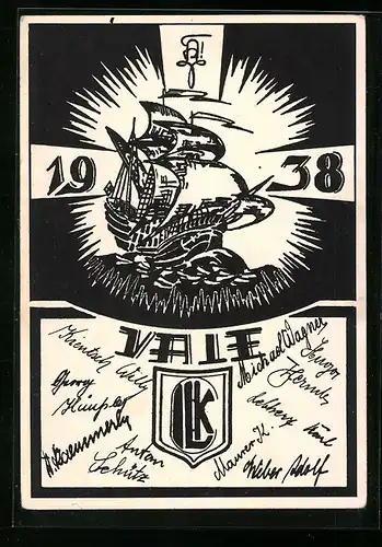 AK Weissenhorn, Absolvia 1938, VAIF, Segelschiff