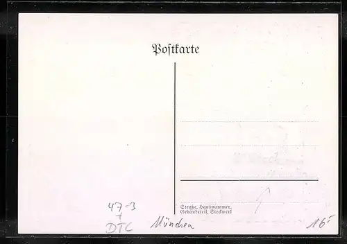 Künstler-AK München, Absolvia Merc Vecchioni, Münchner Kindl mit Bier und Radi