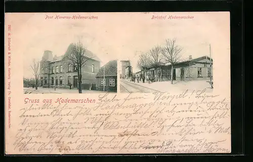 AK Hademarschen, Bahnhof und Post