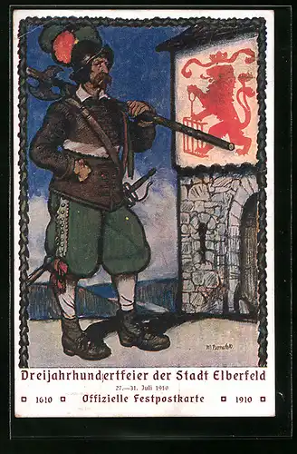 Künstler-AK Elberfeld, Dreijahrhundertfeier der Stadt 1910, Festpostkarte