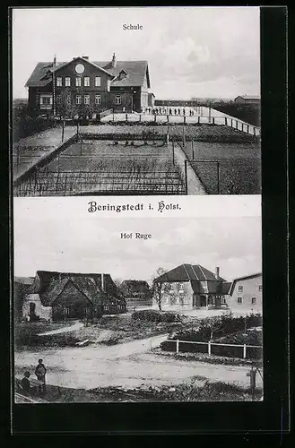 AK Beringstedt /Holst., Schule mit Garten und Hof Ruge