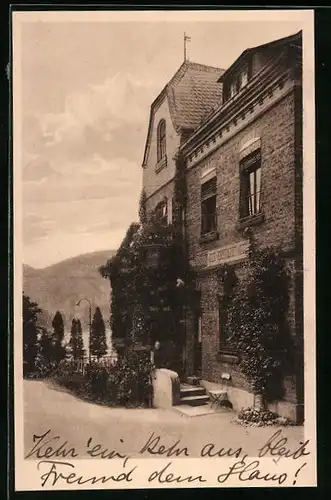 AK Filsen bei Boppard /Rh., Pension Haus Rheinblick mit Strasse