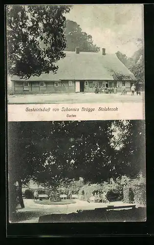 AK Stolzbrook, Gasthaus Johannes Krüger mit Garten