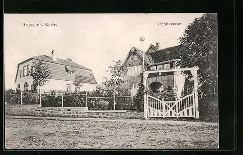 AK Karby, Villen an der Victoriastrasse