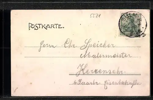 Passepartout-AK Idenheim, Ortsansicht und Haus L. Schröder
