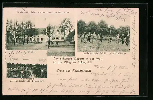 AK Hohenwestedt, Landwirtschaftliche Lehranstalt, Schüler beim Nivellieren