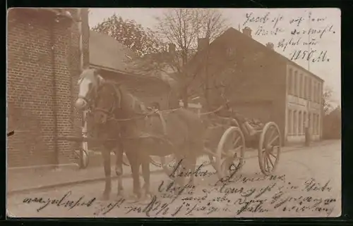 Foto-AK Bokelholm, Kutsche mit Kutscher in einer Strasse, 1912