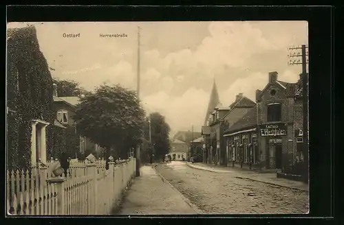 AK Gettorf, Herrenstrasse mit Kaufhaus E. Westphalen