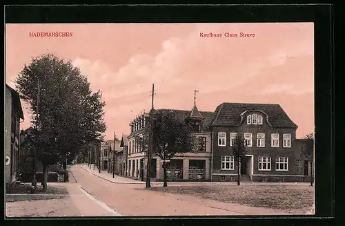 AK Hademarschen, Strassenpartie am Kaufhaus Claus Struve