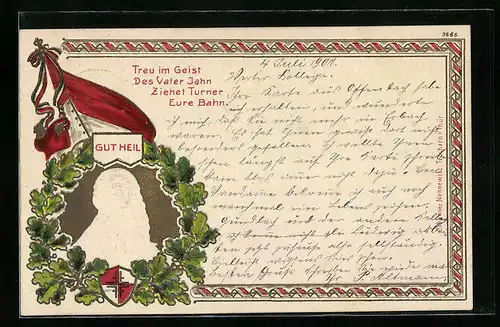 Präge-AK Turnvater Jahn, Eichenlaub-Kranz